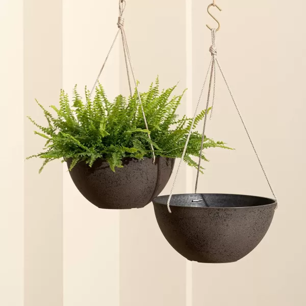 LA Jolie Muse Large Hanging Planters - 13 Inch Hanging Planters for Outdoor Plants, Outdoor Hanging Planters Set of 2, White Stone, Honeycomb