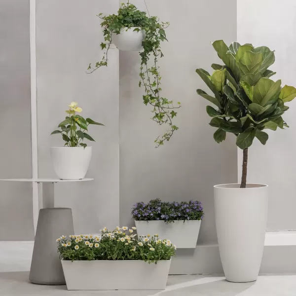 LA Jolie Muse Large Hanging Planters - 13 Inch Hanging Planters for Outdoor Plants, Outdoor Hanging Planters Set of 2, White Stone, Honeycomb
