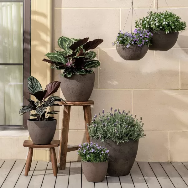 LA Jolie Muse Large Hanging Planters - 13 Inch Hanging Planters for Outdoor Plants, Outdoor Hanging Planters Set of 2, White Stone, Honeycomb