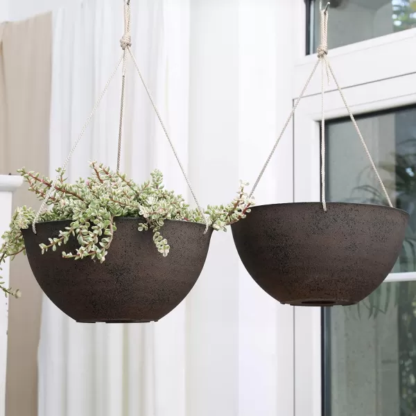 LA Jolie Muse Large Hanging Planters - 13 Inch Hanging Planters for Outdoor Plants, Outdoor Hanging Planters Set of 2, White Stone, Honeycomb