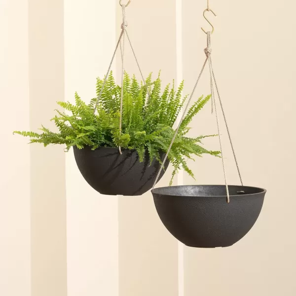 LA Jolie Muse Large Hanging Planters - 13 Inch Hanging Planters for Outdoor Plants, Outdoor Hanging Planters Set of 2, White Stone, Honeycomb
