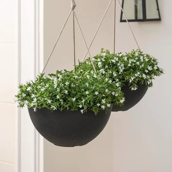 LA Jolie Muse Large Hanging Planters - 13 Inch Hanging Planters for Outdoor Plants, Outdoor Hanging Planters Set of 2, White Stone, Honeycomb