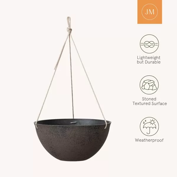 LA Jolie Muse Large Hanging Planters - 13 Inch Hanging Planters for Outdoor Plants, Outdoor Hanging Planters Set of 2, White Stone, Honeycomb