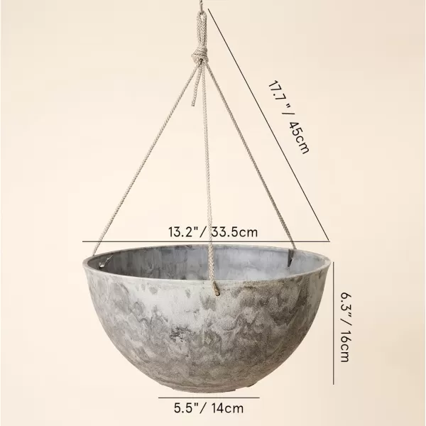 LA Jolie Muse Large Hanging Planters - 13 Inch Hanging Planters for Outdoor Plants, Outdoor Hanging Planters Set of 2, White Stone, Honeycomb