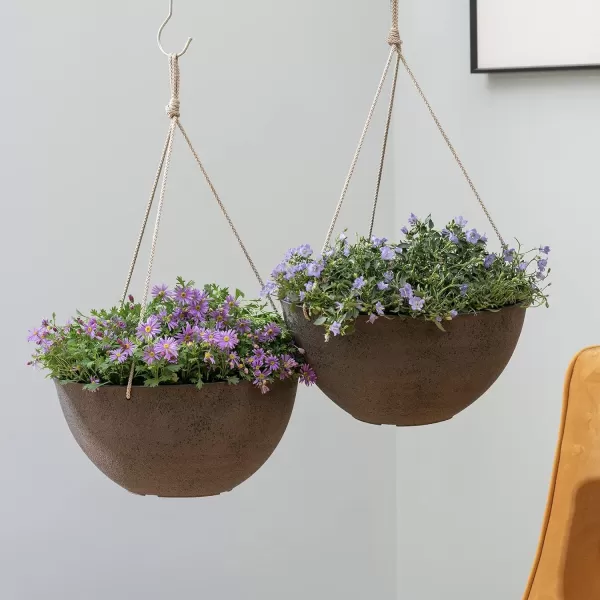 LA Jolie Muse Large Hanging Planters - 13 Inch Hanging Planters for Outdoor Plants, Outdoor Hanging Planters Set of 2, White Stone, Honeycomb