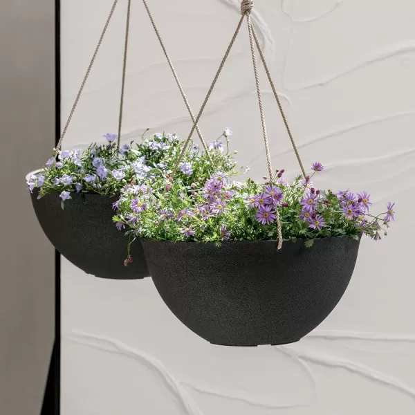 LA Jolie Muse Large Hanging Planters - 13 Inch Hanging Planters for Outdoor Plants, Outdoor Hanging Planters Set of 2, White Stone, Honeycomb