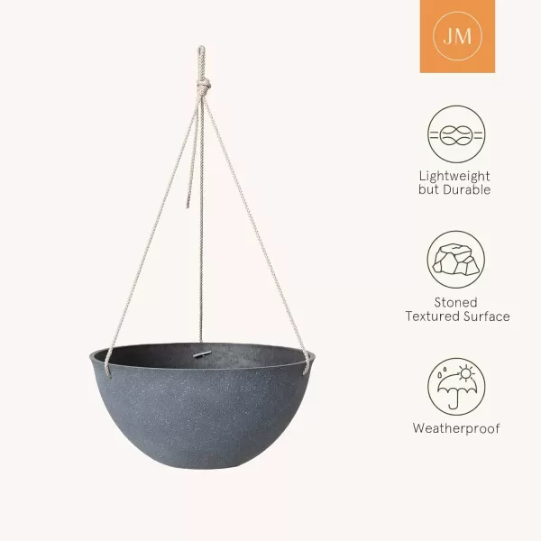 LA Jolie Muse Large Hanging Planters - 13 Inch Hanging Planters for Outdoor Plants, Outdoor Hanging Planters Set of 2, White Stone, Honeycomb