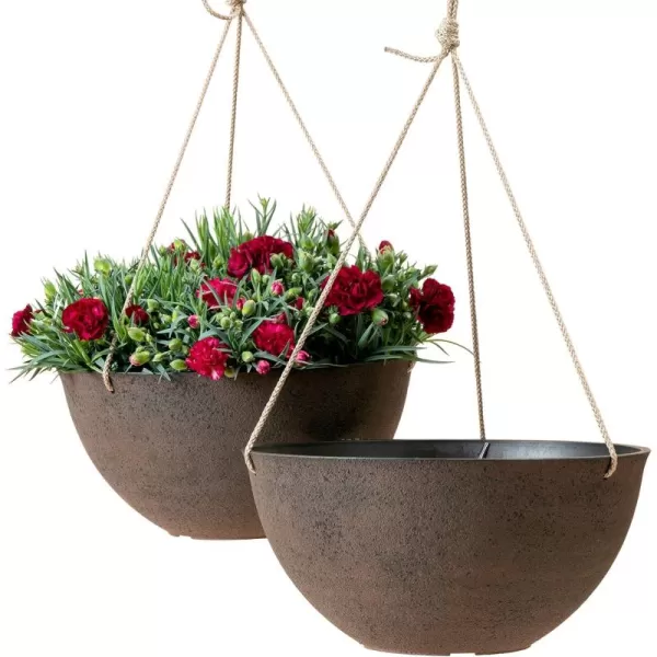 LA Jolie Muse Large Hanging Planters - 13 Inch Hanging Planters for Outdoor Plants, Outdoor Hanging Planters Set of 2, White Stone, Honeycomb