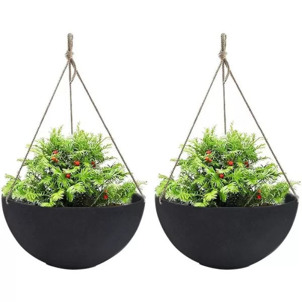 LA Jolie Muse Large Hanging Planters - 13 Inch Hanging Planters for Outdoor Plants, Outdoor Hanging Planters Set of 2, White Stone, Honeycomb