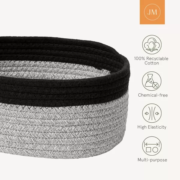 LA JOLIE MUSE Rope Storage Baskets for Organizing, Small Cotton Woven Basket for Bathroom Shelve Nursery, Decorative Basket Organizer Bins Set of 2, White &amp; Desert