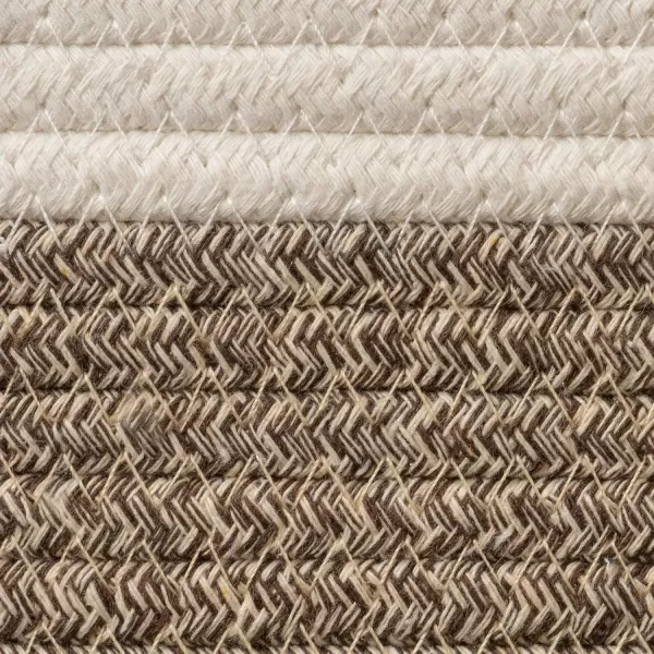 LA JOLIE MUSE Rope Storage Baskets for Organizing, Small Cotton Woven Basket for Bathroom Shelve Nursery, Decorative Basket Organizer Bins Set of 2, White &amp; Desert