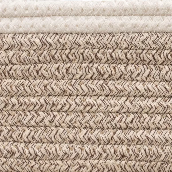 LA JOLIE MUSE Rope Storage Baskets for Organizing, Small Cotton Woven Basket for Bathroom Shelve Nursery, Decorative Basket Organizer Bins Set of 2, White &amp; Desert
