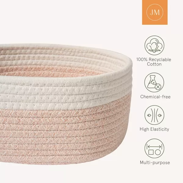 LA JOLIE MUSE Rope Storage Baskets for Organizing, Small Cotton Woven Basket for Bathroom Shelve Nursery, Decorative Basket Organizer Bins Set of 2, White &amp; Desert