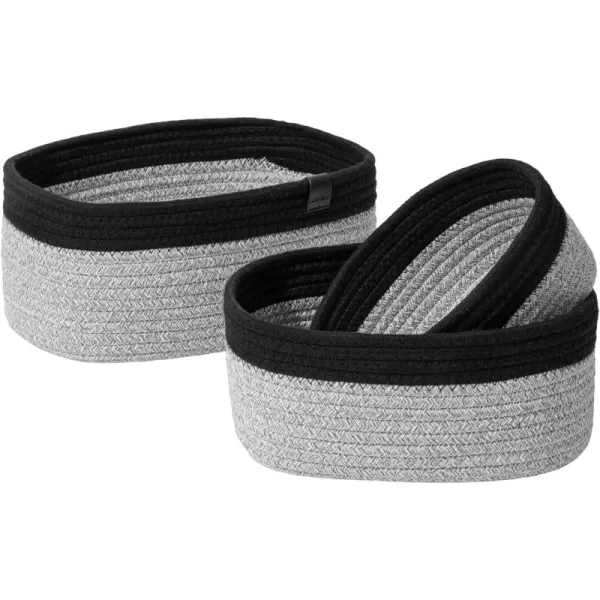 LA JOLIE MUSE Rope Storage Baskets for Organizing, Small Cotton Woven Basket for Bathroom Shelve Nursery, Decorative Basket Organizer Bins Set of 2, White &amp; Desert