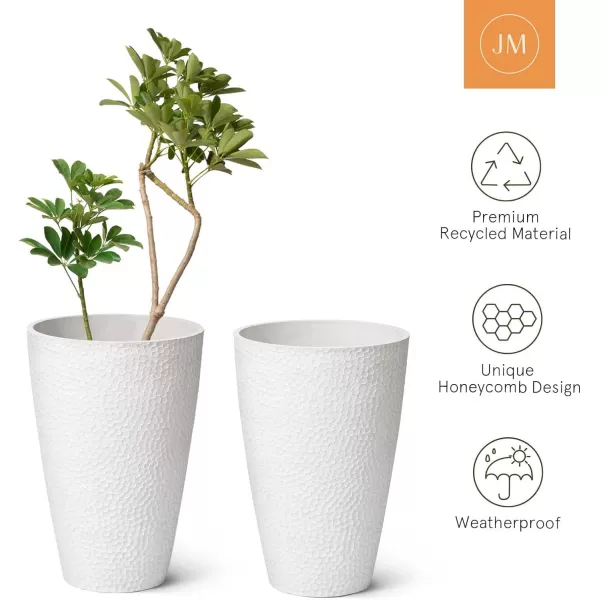 LA JOLIE MUSE 28in Tall Black Planters Set of 2,X Large Plastic Tall Round Planter for Indoor/Outdoor Plants,Large Tree Planters for Front Door,Patio and Deck