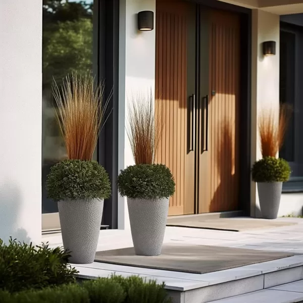 LA JOLIE MUSE 28in Tall Black Planters Set of 2,X Large Plastic Tall Round Planter for Indoor/Outdoor Plants,Large Tree Planters for Front Door,Patio and Deck