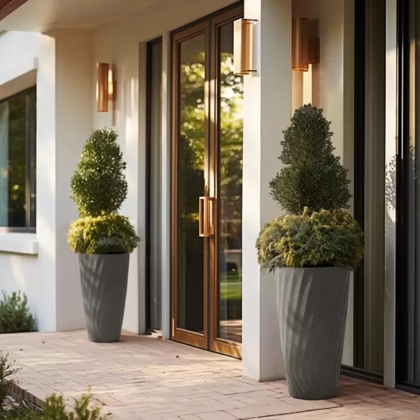 LA JOLIE MUSE 28in Tall Black Planters Set of 2,X Large Plastic Tall Round Planter for Indoor/Outdoor Plants,Large Tree Planters for Front Door,Patio and Deck
