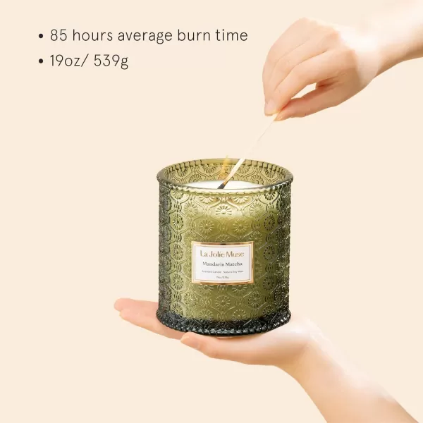 LA JOLIE MUSE Amber Scented Candle, 19oz Large Candle Gifts for Women, Wood Wicked Candle for Home Scented, Long Burning Glass Jar Candle