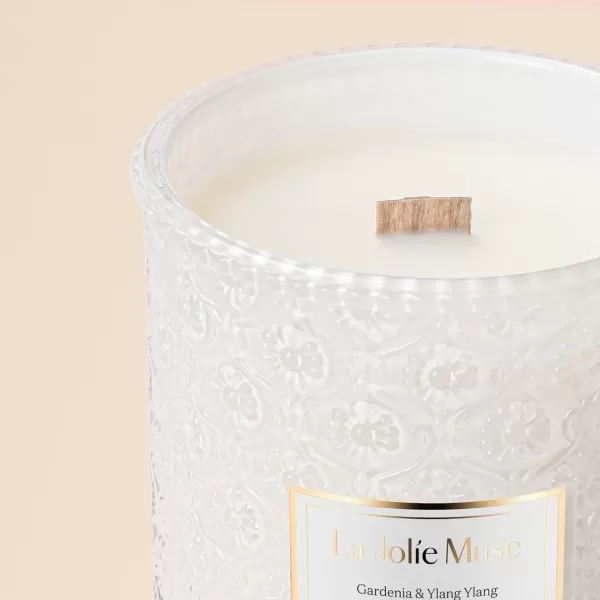 LA JOLIE MUSE Amber Scented Candle, 19oz Large Candle Gifts for Women, Wood Wicked Candle for Home Scented, Long Burning Glass Jar Candle