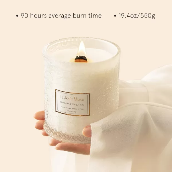 LA JOLIE MUSE Amber Scented Candle, 19oz Large Candle Gifts for Women, Wood Wicked Candle for Home Scented, Long Burning Glass Jar Candle