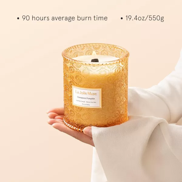 LA JOLIE MUSE Amber Scented Candle, 19oz Large Candle Gifts for Women, Wood Wicked Candle for Home Scented, Long Burning Glass Jar Candle