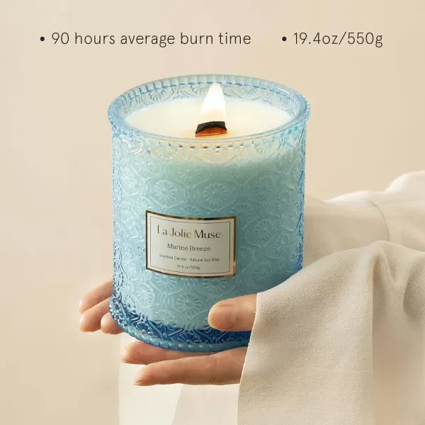 LA JOLIE MUSE Amber Scented Candle, 19oz Large Candle Gifts for Women, Wood Wicked Candle for Home Scented, Long Burning Glass Jar Candle