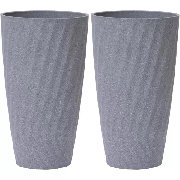 LA JOLIE MUSE 28in Tall Black Planters Set of 2,X Large Plastic Tall Round Planter for Indoor/Outdoor Plants,Large Tree Planters for Front Door,Patio and Deck