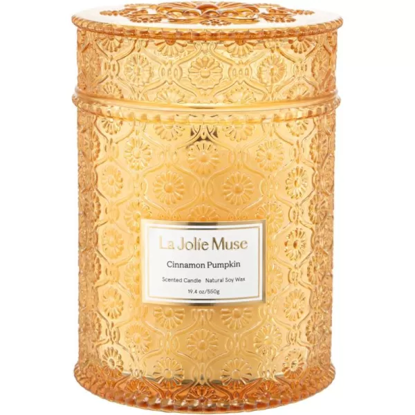 LA JOLIE MUSE Amber Scented Candle, 19oz Large Candle Gifts for Women, Wood Wicked Candle for Home Scented, Long Burning Glass Jar Candle