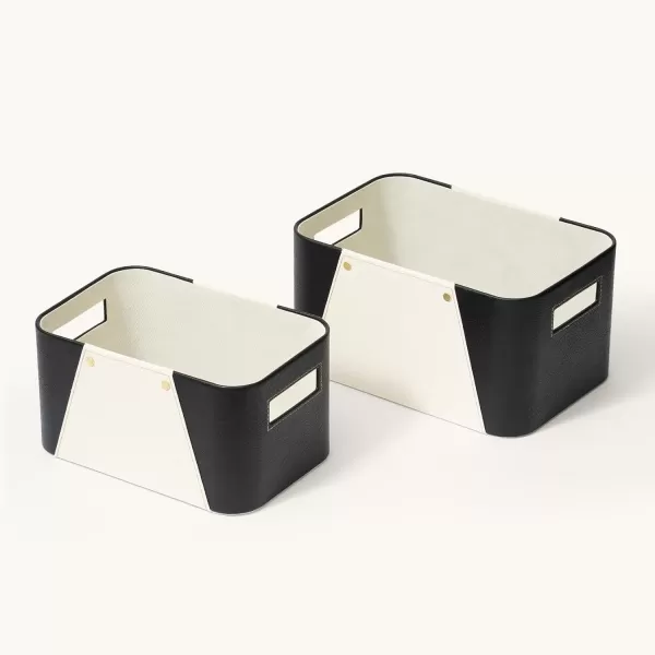 LA JOLIE MUSE Storage Baskets for Organizing, 2 Pack, Storage Cube Boxes Luxury Brown Vegan Leather for Closet Shelf Cabinet Bookcase Camel