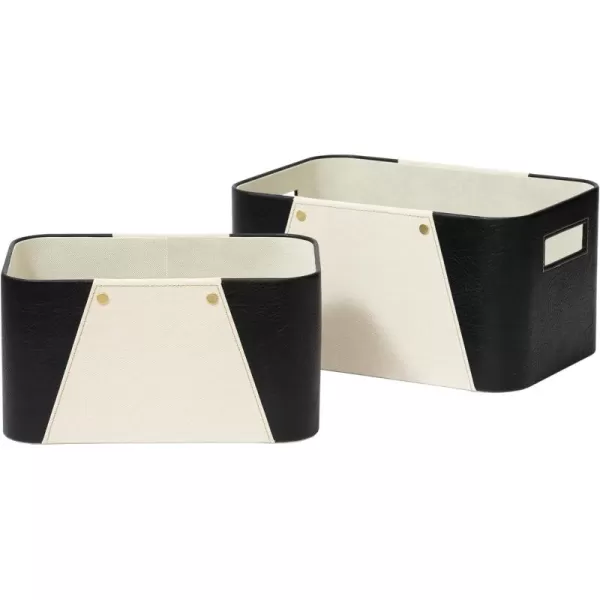 LA JOLIE MUSE Storage Baskets for Organizing, 2 Pack, Storage Cube Boxes Luxury Brown Vegan Leather for Closet Shelf Cabinet Bookcase Camel