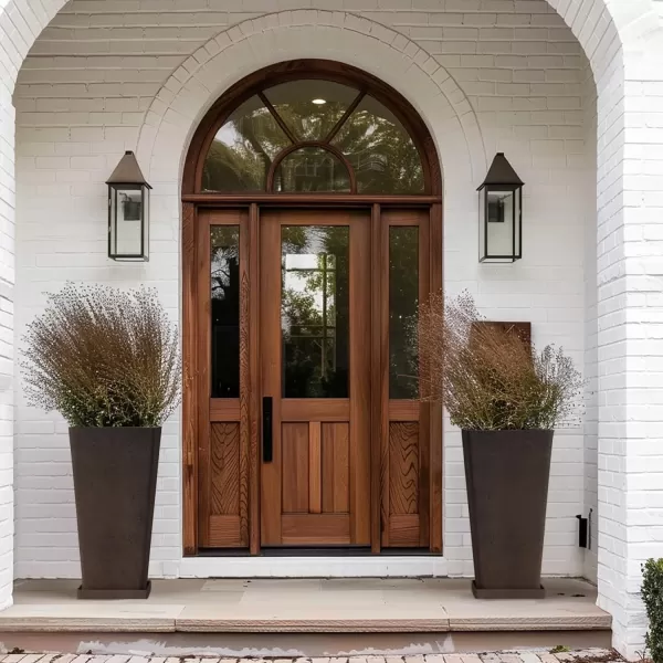 LA JOLIE MUSE 26 inch Tall Planters for Outdoor Plants,Set of 2 Tapered Planters with Trays,Iron Plastic Rectangular Tall Planters for Front Door, Patio and Deck