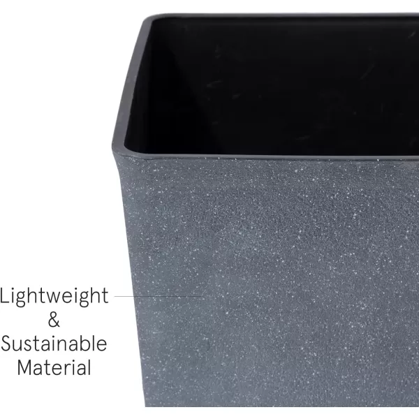 LA JOLIE MUSE 26 inch Tall Planters for Outdoor Plants,Set of 2 Tapered Planters with Trays,Iron Plastic Rectangular Tall Planters for Front Door, Patio and Deck