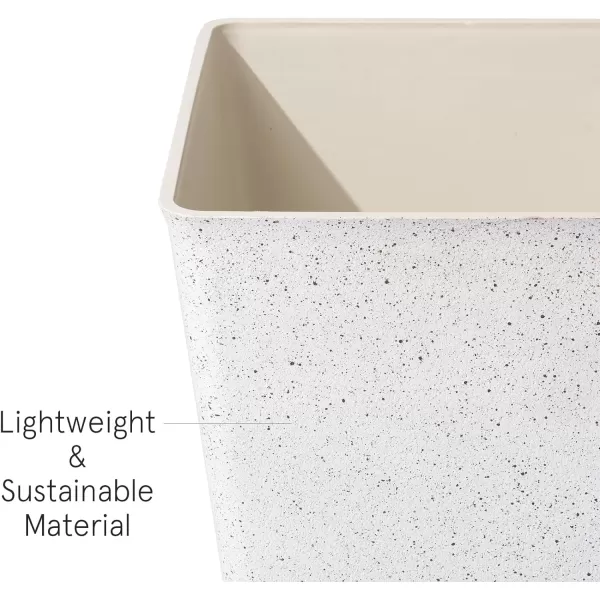 LA JOLIE MUSE 26 inch Tall Planters for Outdoor Plants,Set of 2 Tapered Planters with Trays,Iron Plastic Rectangular Tall Planters for Front Door, Patio and Deck