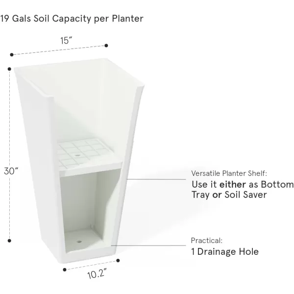 LA JOLIE MUSE 26 inch Tall Planters for Outdoor Plants,Set of 2 Tapered Planters with Trays,Iron Plastic Rectangular Tall Planters for Front Door, Patio and Deck