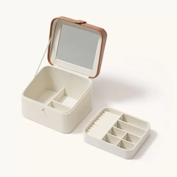 LA JOLIE MUSE Jewelry Organizer double square Box Travel Jewelry Case Jewelry Storage Box Travel Jewelry Box with Gift Box Black
