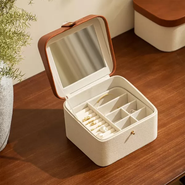 LA JOLIE MUSE Jewelry Organizer double square Box Travel Jewelry Case Jewelry Storage Box Travel Jewelry Box with Gift Box Black