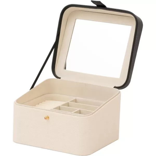 LA JOLIE MUSE Jewelry Organizer double square Box Travel Jewelry Case Jewelry Storage Box Travel Jewelry Box with Gift Box Black