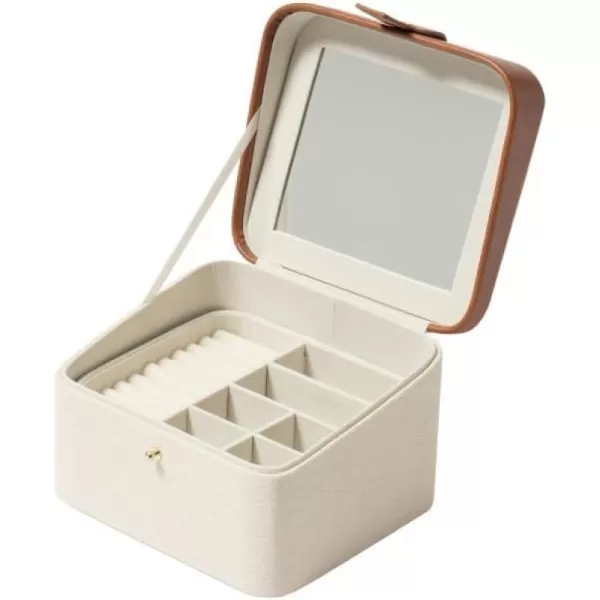 LA JOLIE MUSE Jewelry Organizer double square Box Travel Jewelry Case Jewelry Storage Box Travel Jewelry Box with Gift Box Black