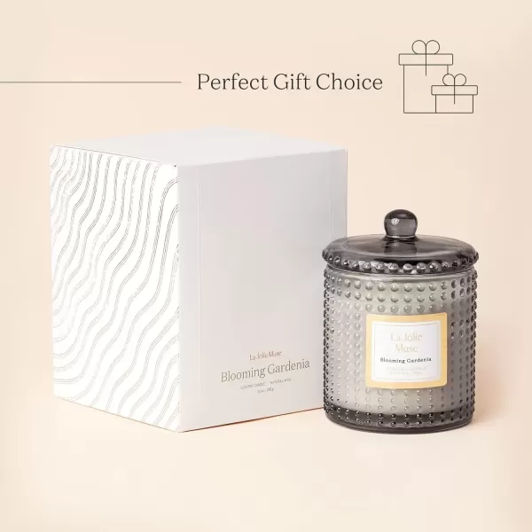 imageLA JOLIE MUSE Mandarin Matcha Candle Citrus Candles for Home Scented Luxury Glass Scented Candle Gifts 75 Hours Long Burning 10 ozBlooming Gardenia