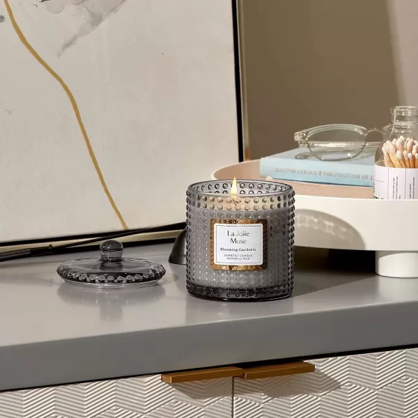 imageLA JOLIE MUSE Mandarin Matcha Candle Citrus Candles for Home Scented Luxury Glass Scented Candle Gifts 75 Hours Long Burning 10 ozBlooming Gardenia