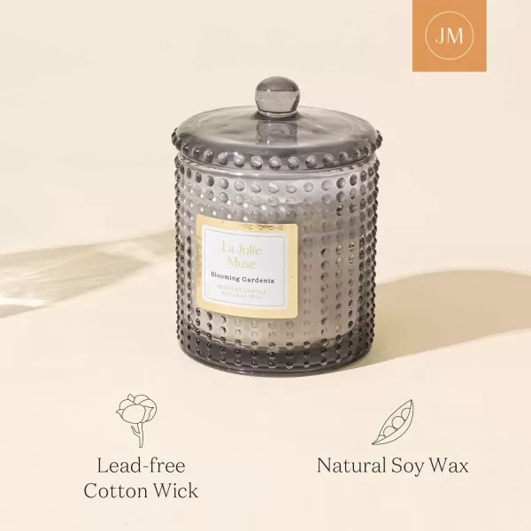 imageLA JOLIE MUSE Mandarin Matcha Candle Citrus Candles for Home Scented Luxury Glass Scented Candle Gifts 75 Hours Long Burning 10 ozBlooming Gardenia