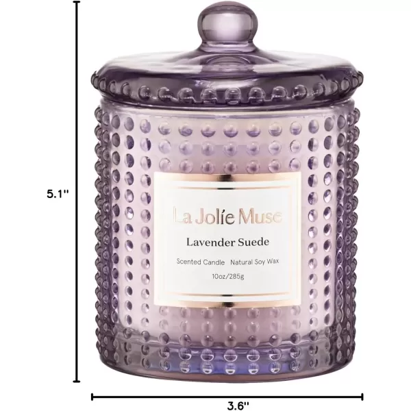 imageLA JOLIE MUSE Mandarin Matcha Candle Citrus Candles for Home Scented Luxury Glass Scented Candle Gifts 75 Hours Long Burning 10 ozLavender Suede