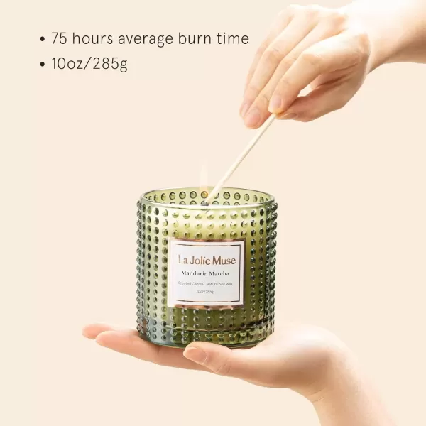imageLA JOLIE MUSE Mandarin Matcha Candle Citrus Candles for Home Scented Luxury Glass Scented Candle Gifts 75 Hours Long Burning 10 ozMandarin Matcha