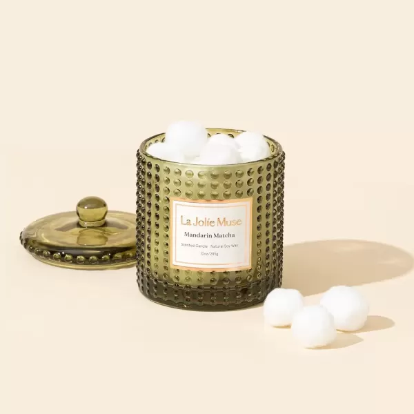 imageLA JOLIE MUSE Mandarin Matcha Candle Citrus Candles for Home Scented Luxury Glass Scented Candle Gifts 75 Hours Long Burning 10 ozMandarin Matcha