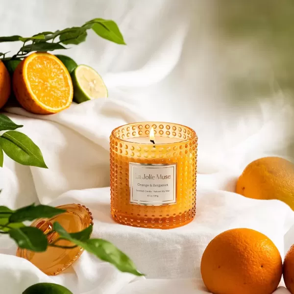 imageLA JOLIE MUSE Mandarin Matcha Candle Citrus Candles for Home Scented Luxury Glass Scented Candle Gifts 75 Hours Long Burning 10 ozOrange  Bergamot