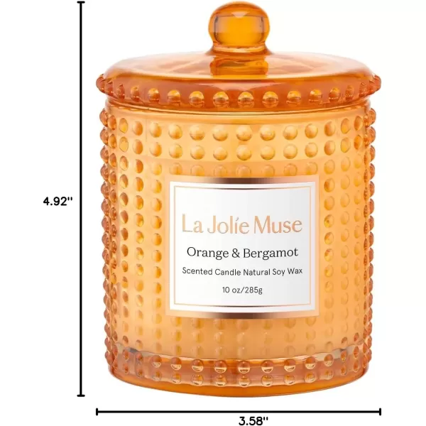 imageLA JOLIE MUSE Mandarin Matcha Candle Citrus Candles for Home Scented Luxury Glass Scented Candle Gifts 75 Hours Long Burning 10 ozOrange  Bergamot
