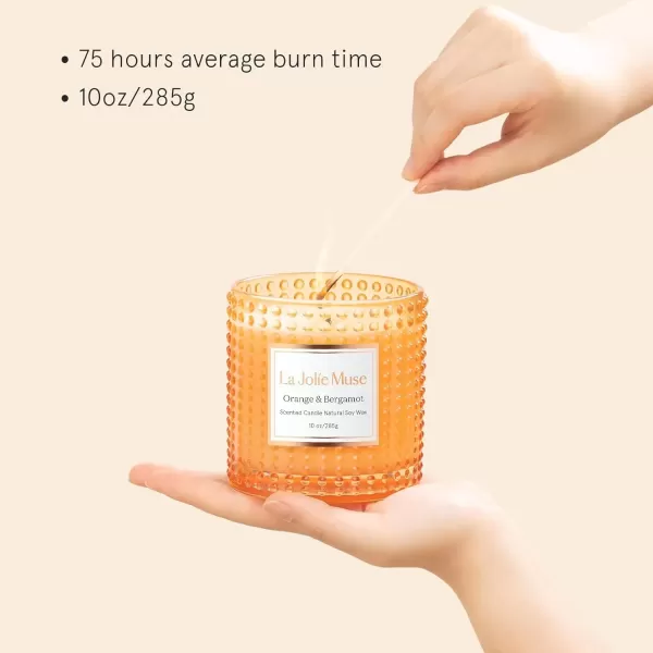 imageLA JOLIE MUSE Mandarin Matcha Candle Citrus Candles for Home Scented Luxury Glass Scented Candle Gifts 75 Hours Long Burning 10 ozOrange  Bergamot