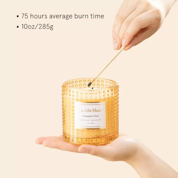 imageLA JOLIE MUSE Mandarin Matcha Candle Citrus Candles for Home Scented Luxury Glass Scented Candle Gifts 75 Hours Long Burning 10 ozPumpkin Chai