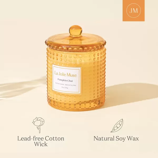 imageLA JOLIE MUSE Mandarin Matcha Candle Citrus Candles for Home Scented Luxury Glass Scented Candle Gifts 75 Hours Long Burning 10 ozPumpkin Chai