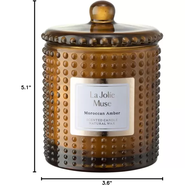 imageLA JOLIE MUSE Mandarin Matcha Candle Citrus Candles for Home Scented Luxury Glass Scented Candle Gifts 75 Hours Long Burning 10 ozSahara Amber